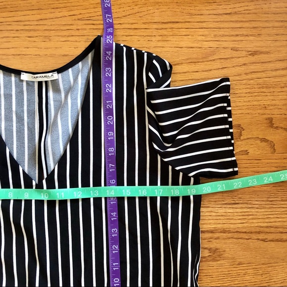 Black and White Striped Peplum Top - Picture 6 of 7